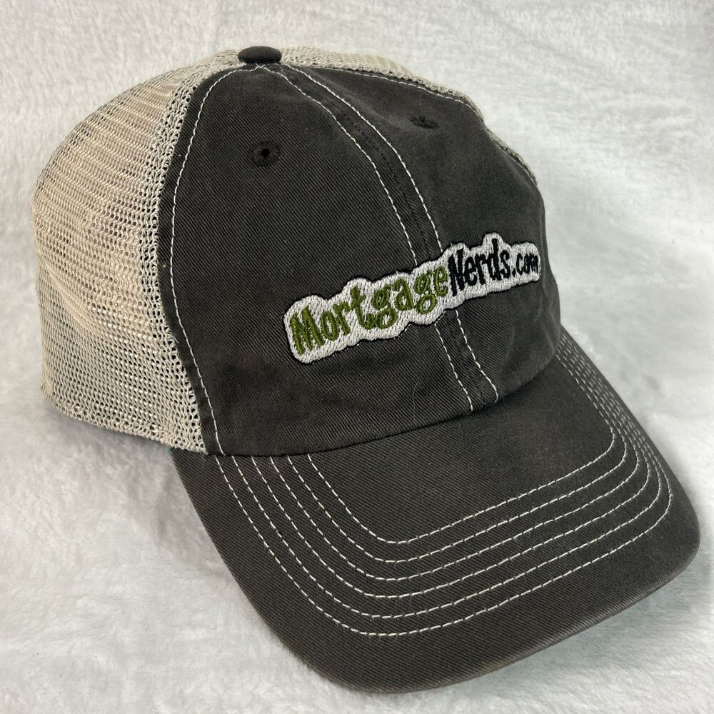 MortgageNerds.com Gray Mens Hat Adjustable Ball Cap Baseball